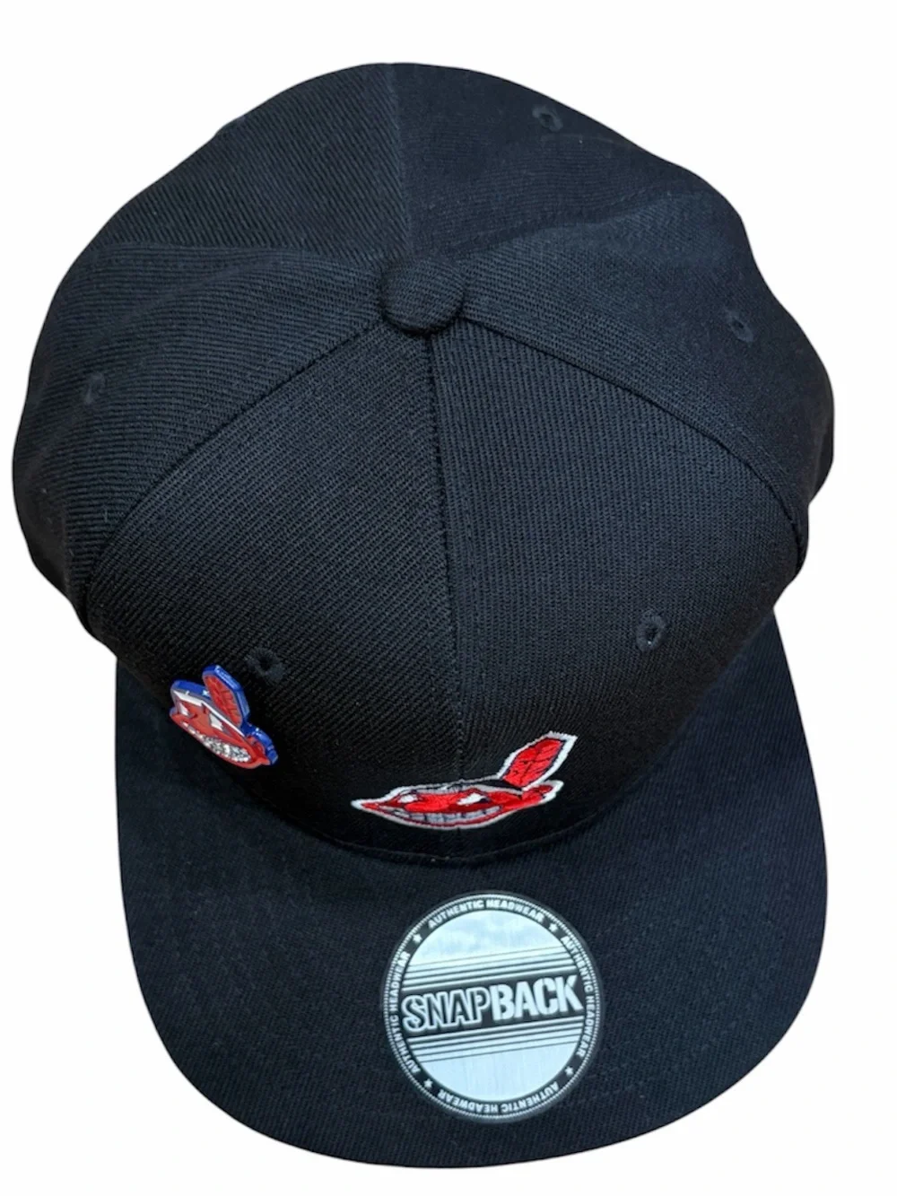 Cleveland Indians Black Snapback Hat with rhinestones hat pin Indians hat new - Picture 3 of 5